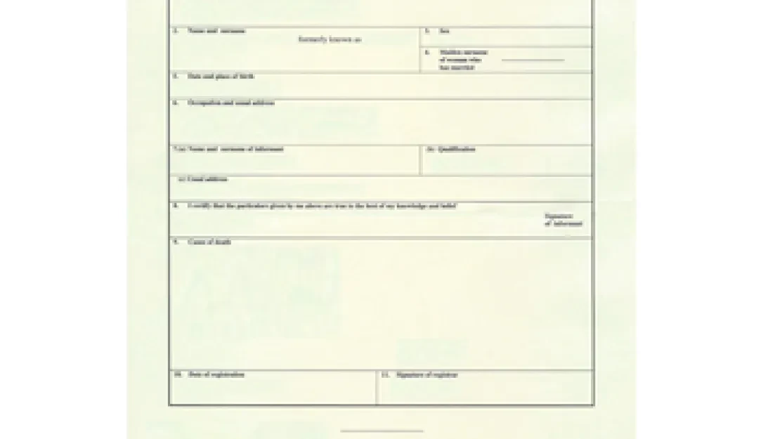 Acte de décès FR/GBR/IRL/AUS