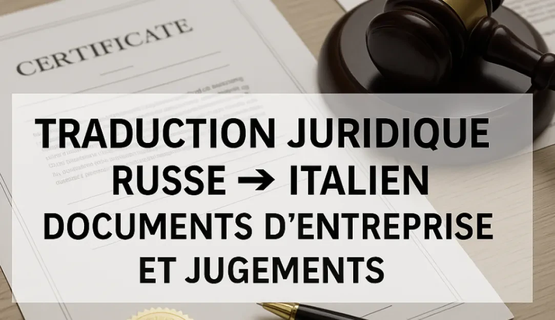 Traduction juridique russe → italien – Documents d’entreprise et jugements