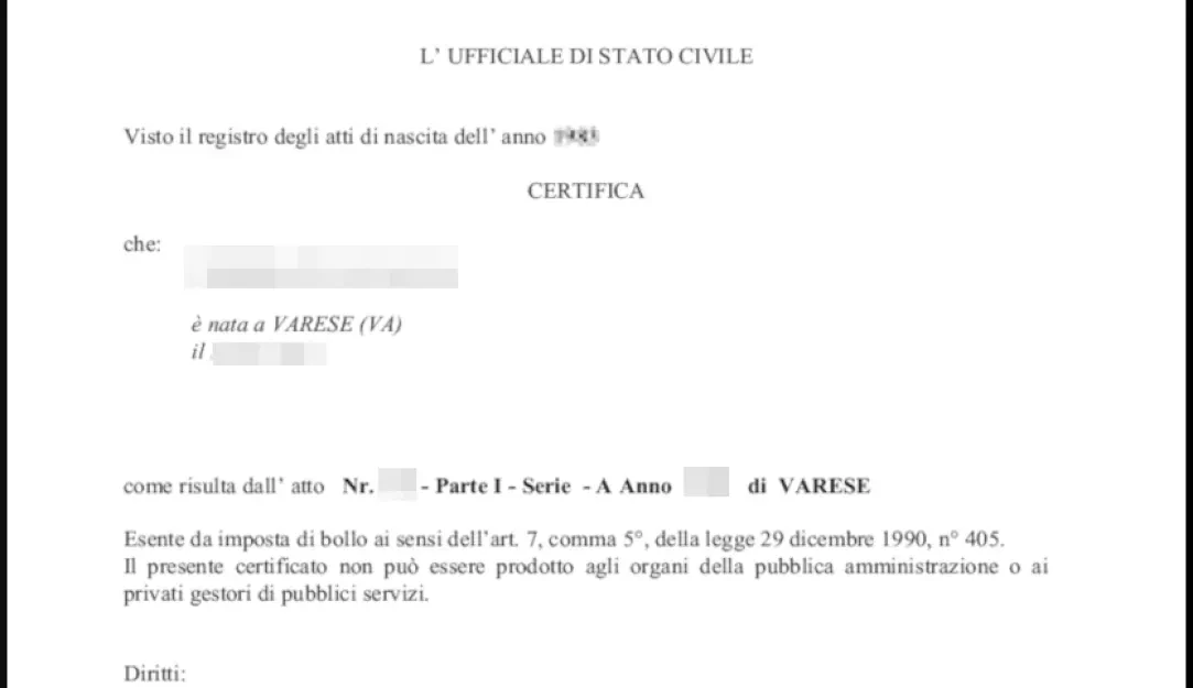 Traduzione giurata certificato di nascita/traduction assermentée acte de naissance